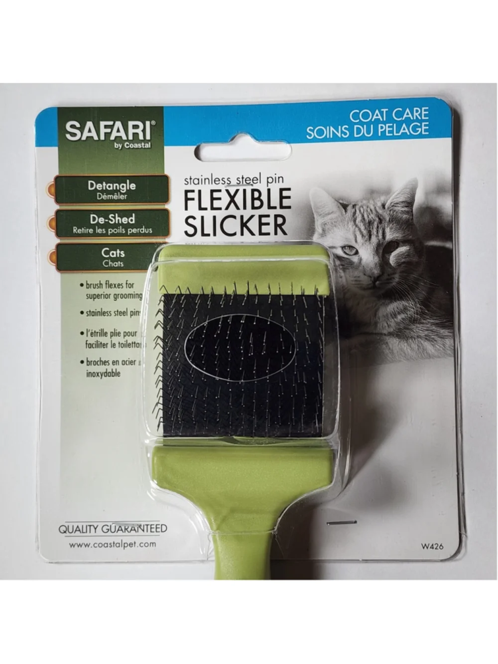 Safari by Coastal Cat Flexible Slicker Brush Stainless Steel Pins Green W426 NEW